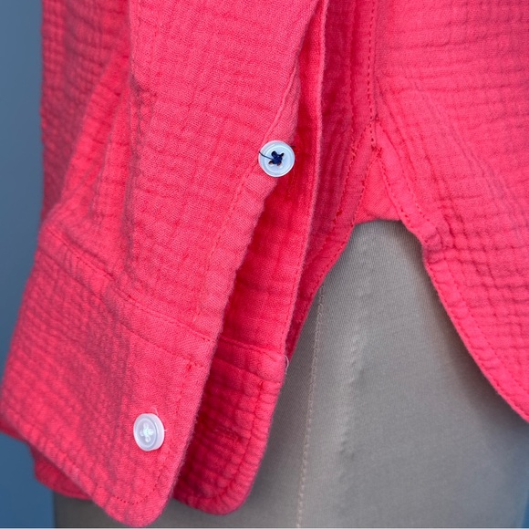 J.Crew 100% Cotton Classic Buttondown Coral Shirt Cuff Blouse Top 2 Cuffs Travel - Picture 11 of 16